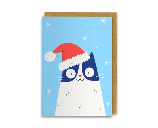 Santa Hat Cat Christmas Card