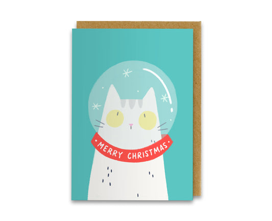 Snow Globe Cat Christmas Card