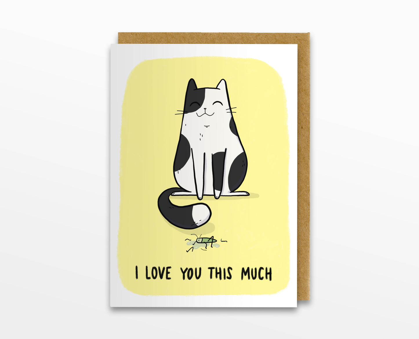 Love You This Much (Cat & Dead Grasshopper) Card