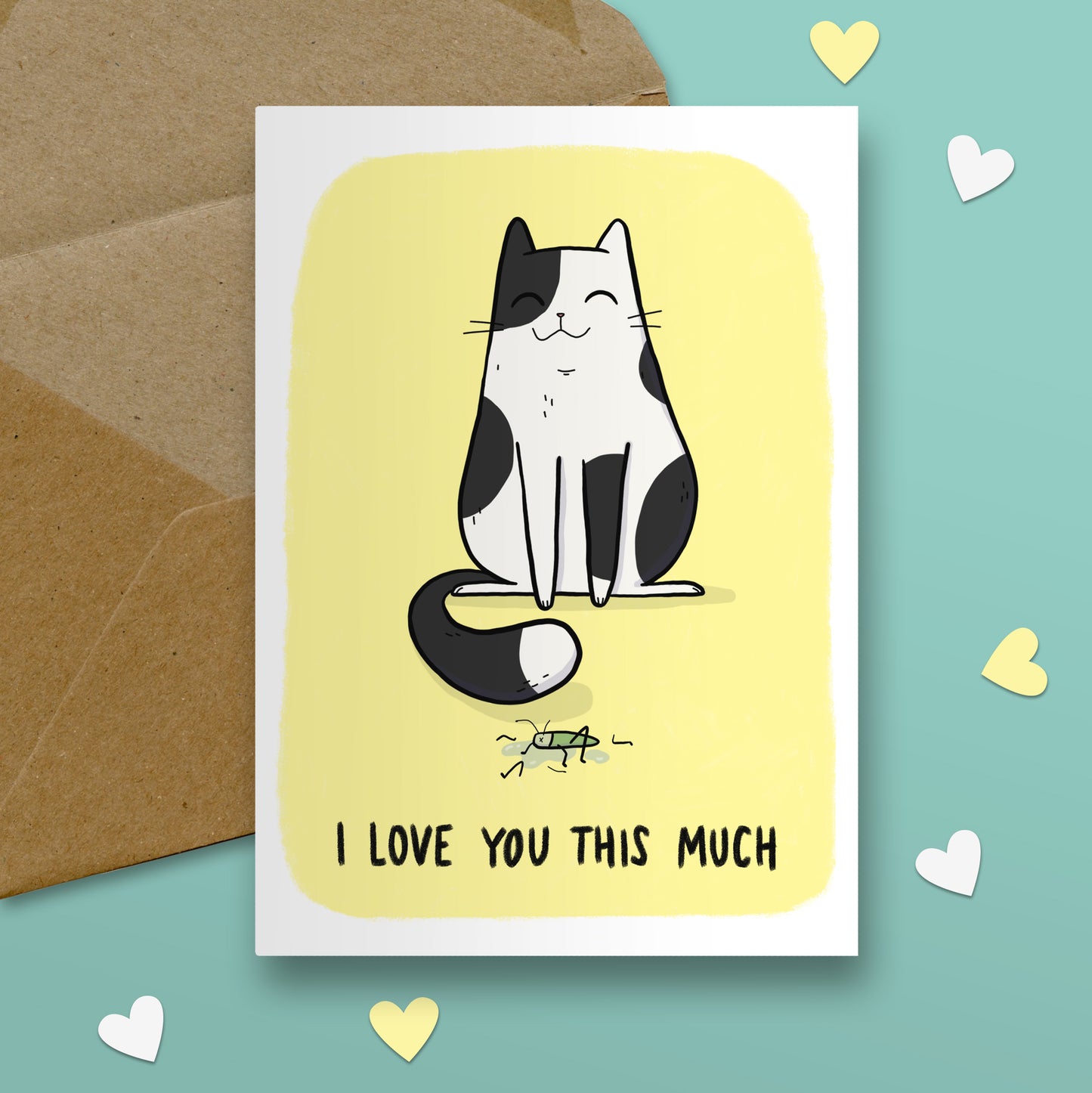 Love You This Much (Cat & Dead Grasshopper) Card