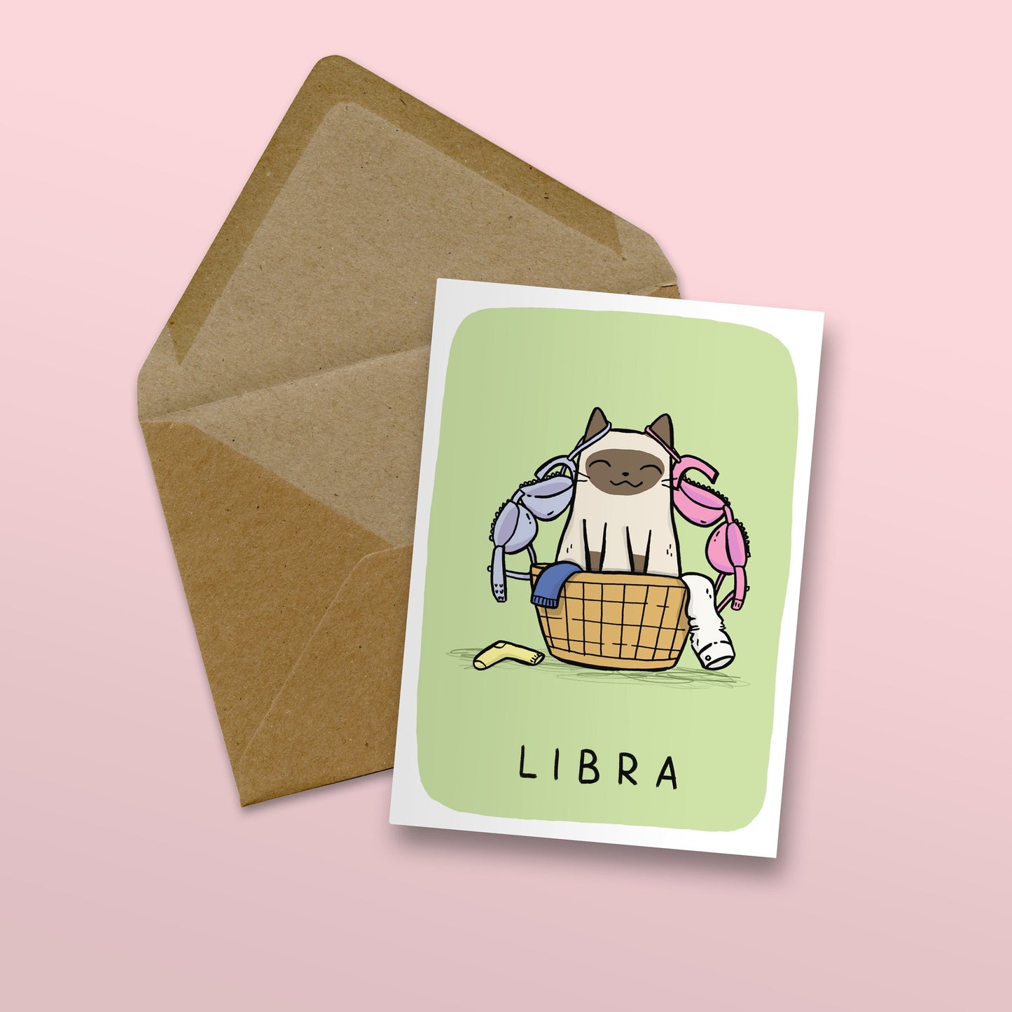 Libra Zodiac Cat Card